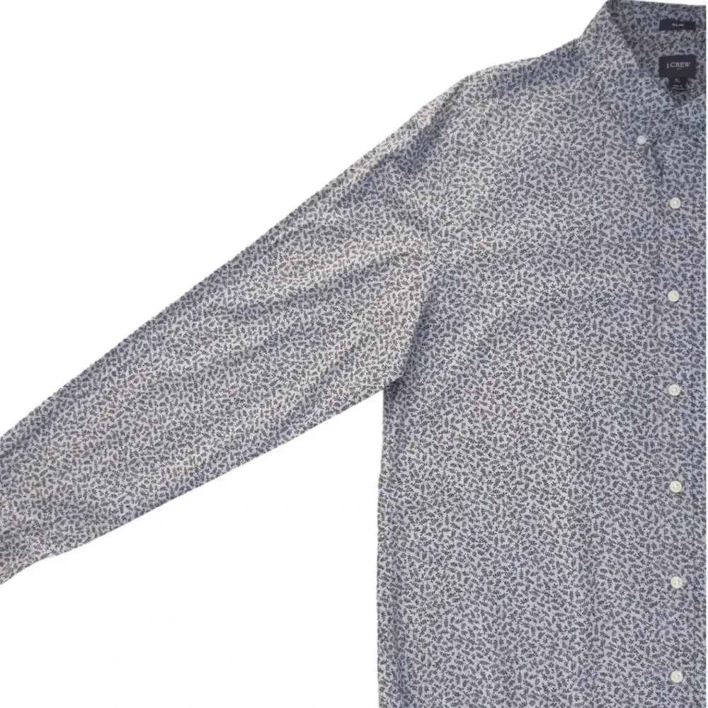 J.Crew Slim Fit Floral Print Button-Down Shirt Blue and Grey